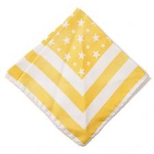 NWT RODA Golden Yellow Star and Stripe Print Silk Pocket Square