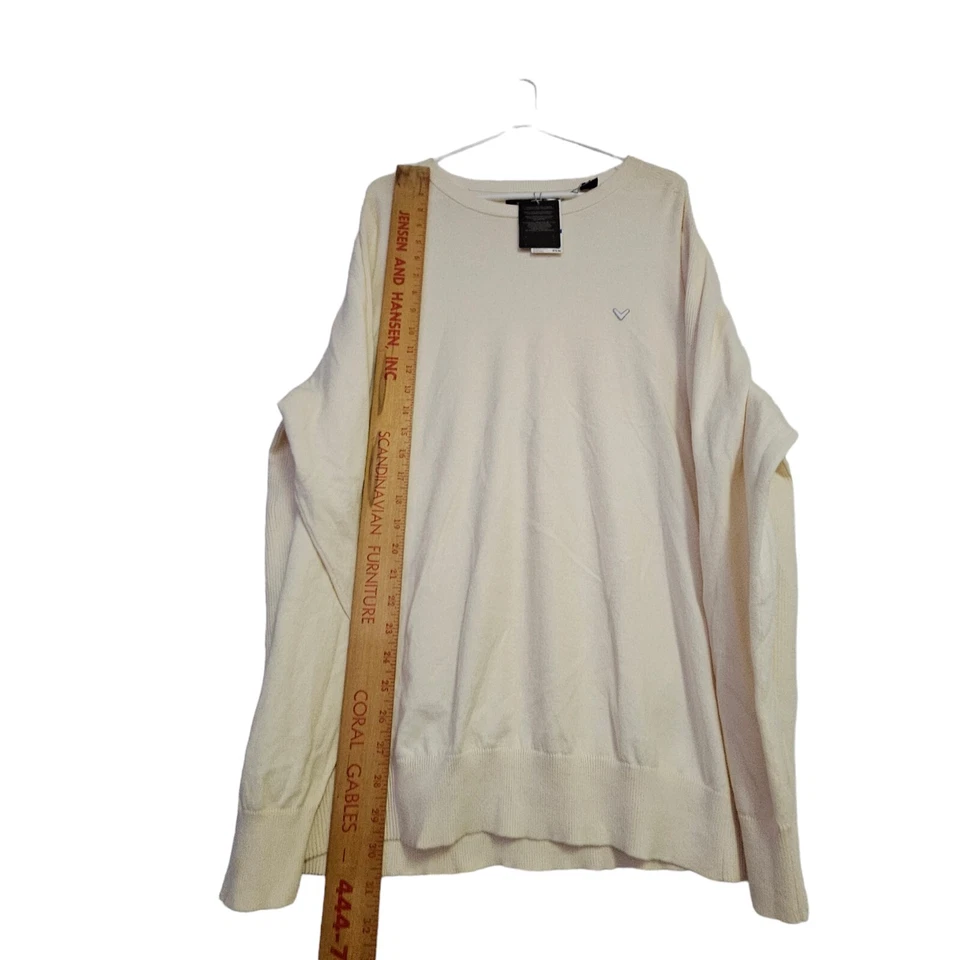 NUEVO CON ETIQUETAS XL Callaway Golf Para Hombres Cuello Redondo Amarillo Crema Suéter Garceta XLarge Foto 4 de 4