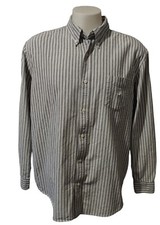 Chaps Dress Shirt Mens Large Button Up With Stripes Long Sleeve Light Weight