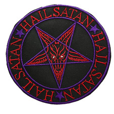 RED HAIL SATAN PURPLE PENTAGRAM PATCH EMBROIDERED PATCH