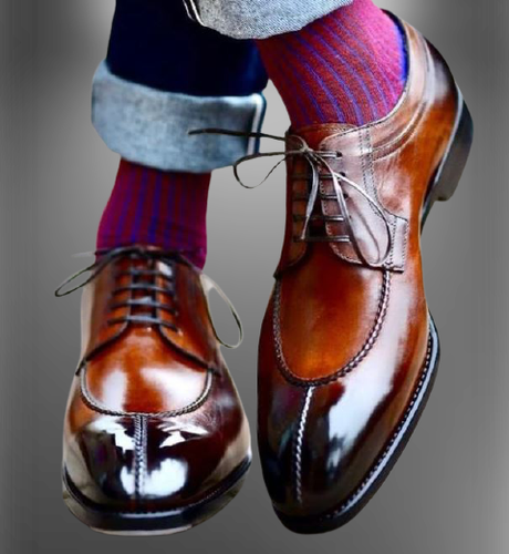 Split toe Shoes, Men brown lace up 