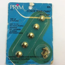 Prym Button Covers Vintage Goldtone size 18