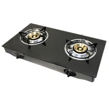 Portable 28" Glass Top Propane Double Stove Dual Gas 2 Burner 20,000 BTU/h