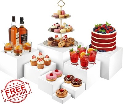 OINETRK 8 Pcs White Acrylic Buffet Risers