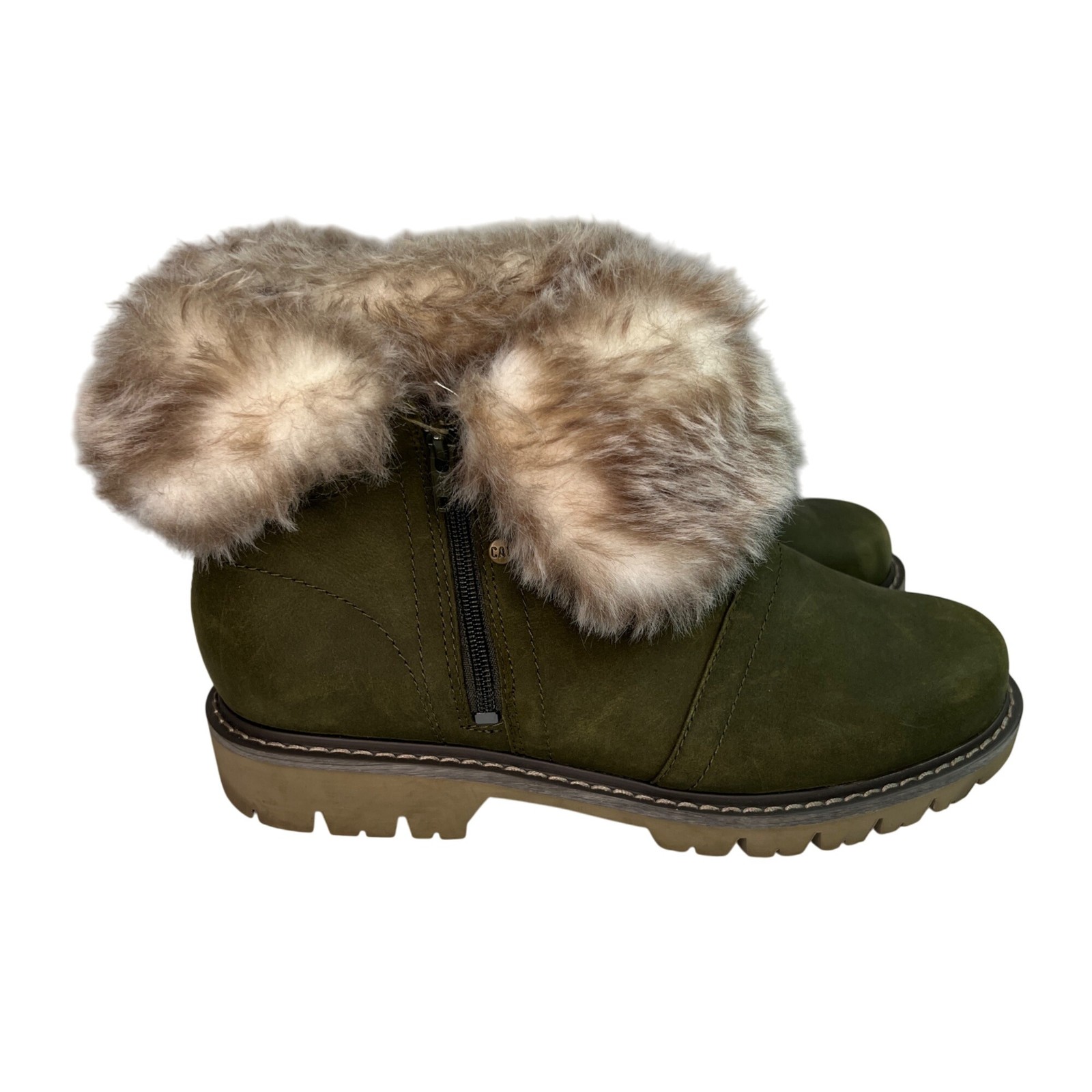 Caterpillar Women's Flurry Fur Waterproof Ankle Snow Bootie 8.5 Green
