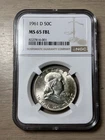 1961 D Franklin Half Dollar NGC MS65 FBL Full Bell Lines