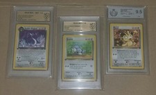 3x Pokémon Karten Team Rocket 1st Edition ( Mauzi, Dratini, Dunkles Dragonir )