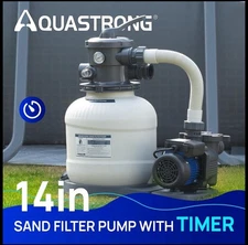 14in Sand Filter Pump AQUASTRONGAbove Ground 3000 GPH 2/3rdsHP ~With Timer