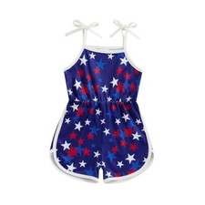 Toddler girl 4th of July Outfit Tie-up Spaghetti Straps 12-18 Months Blue