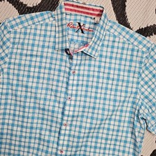 Robert Graham X Gingham Check Short Sleeve Shirt Design Floral Hawaiian Large