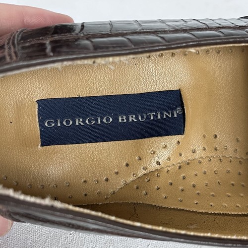Giorgio Brutini Mens Brown Textured Leather Tassle Loafers Sz 7.5 - Picture 5 of 8