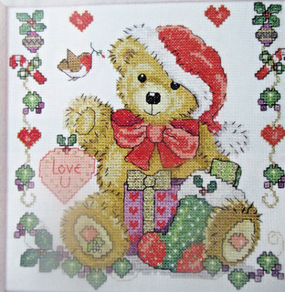 Stickvorlage "Weihnachts Teddybär" Kreuzstichmotiv Lesley Teare