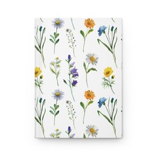 Floral Flowers Hard Cover Notebook Lined Pages Matte Aesthetic Journal Book