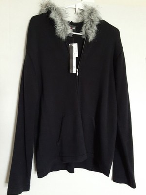 Style&co Full Zip Jacket Faux Fur Trimmed  Hat Size Womens Xl Nwt