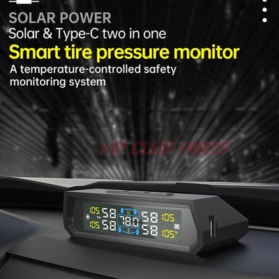 Solar TPMS LCD Auto Reifendrucküberwachung System +4 Externe Sensoren