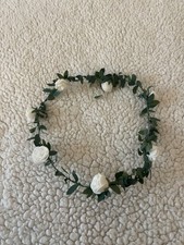 Small White Flower Green Leaf Adjustable Crown Fairy Ballet Wedding