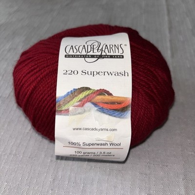 Cascade  Yarn 220 Superwash 100% Wool Ruby Red 200 yds 3.5 oz Made In Peru