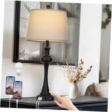 28.75'' Modern Metal Table Lamps Living Room Lamp for Nightstand Bedside Black