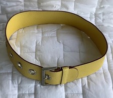 Auth. PRADA Yellow Wide Leather Belt Size 70/28 2167 Excellent Condition Italy
