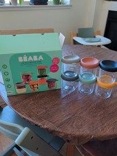 BEABA Glass Baby Food Jars with Soft Silicone Air Tight Lids, 8 oz Glass Storage