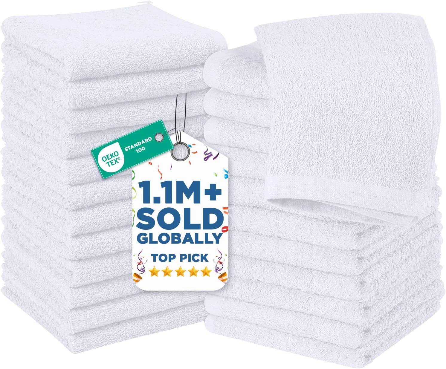 24 Pack Wash Cloths for Showering [12X12] - 100% Cotton Washcloths Premium Quali