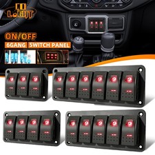 3456 Gang Red Led Light Bar Rocker Toggle Switch Panel For Jeep Wrangler Jkjl