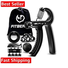 Grip & Forearm Strengthener Kit — 5‑Pack Adjustable‑Resistance Hand Grips wit...