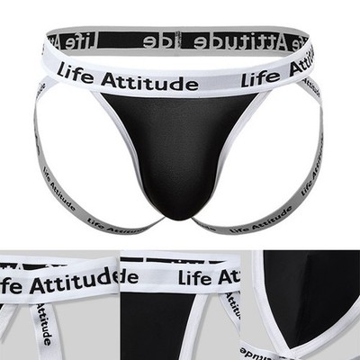 Schwarze Herren G String Unterwäsche mit Buchstabendruck und niedriger Passform