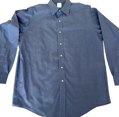 Brooks Brothers Dress Shirt Mens 16 34 Blue Regent Fit Non-Iron Button Down