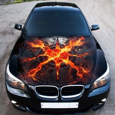 Molten Lava Skull Emblem Car Hood Wrap Vinyl Decal Custom Graphic Fit Truck Suv