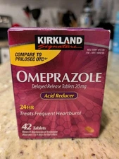 Kirkland Omeprazole 20mg, 42 Tablets, Delayed Release Acid Reducer – Fast Ship