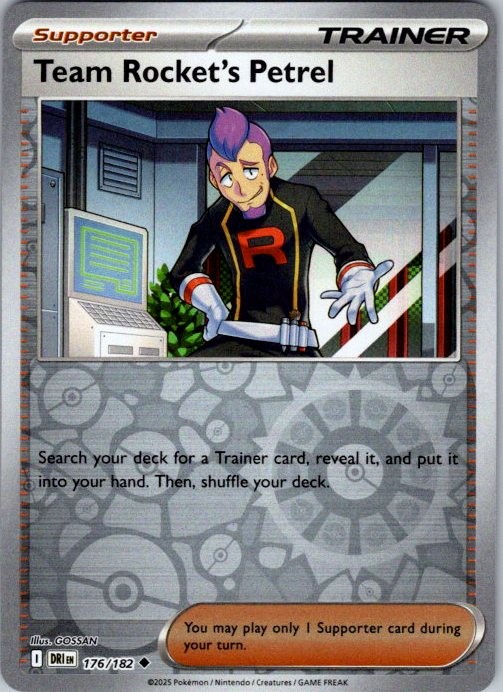 Team Rocket's Petrel 176/182 Uncommon Destined Rivals Pokemon Reverse Holo NM
