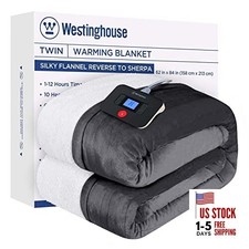 Electric Blanket Twin, Heated Blanket Twin Size with 10 Twin 62"x84" Charcoal