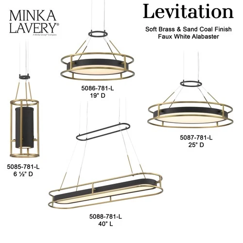 Minka Lavery 5086-L Levitation 19"W LED Linear Pendant - Soft Brass / Sand Coal - Picture 2 of 9