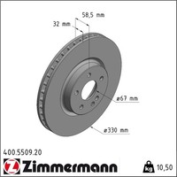 2X Zimmermann 400.5509.20 Bremsscheibe FüR Mercedes Benz Vito Mixto W447