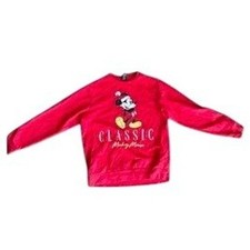 Disney Mickey Mouse Christmas Sweatshirt Red Holiday Graphic Fleece Large