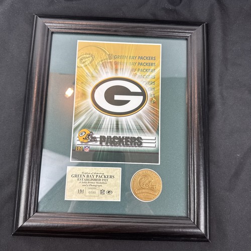 NLF GREEN BAY PACKERS framed Solid Bronze Medallion & Photograph #TB43 - Picture 9 of 9
