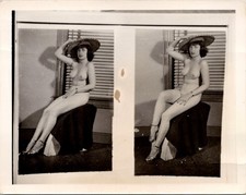 zz Pinup pin up nude woman original old 1950s French ? double photo