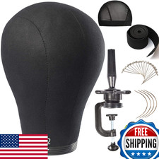 Wig Head Stand Mannequin Head 20-24 inch Dome Cork Canvas Display Stand for Wigs