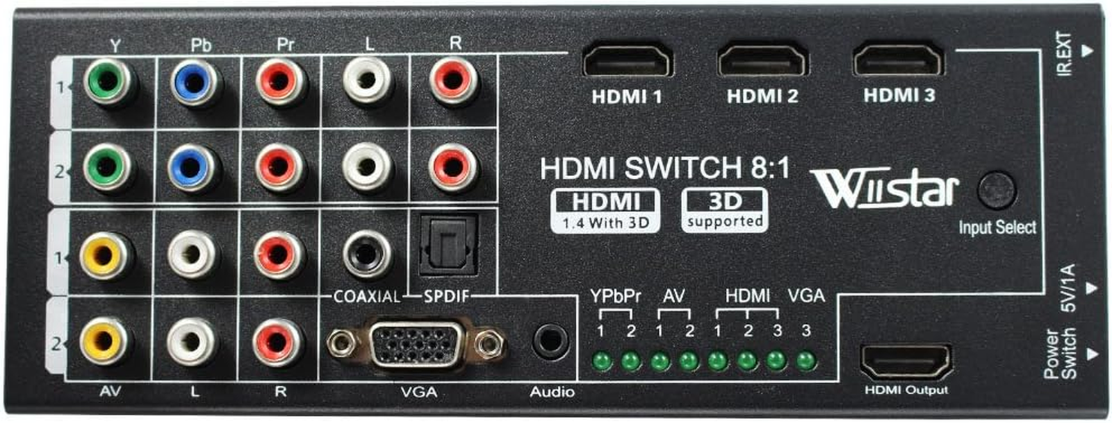 Multi-Functional HDMI Converter Switch 8 Inputs to HDMI+COAXIAL+SPDIF Output Sup