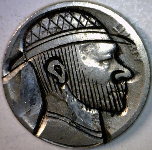 1930 's Era HOBO Buffalo Nickel Coin ~ NICE Hand Carved NR  FREE SHIP