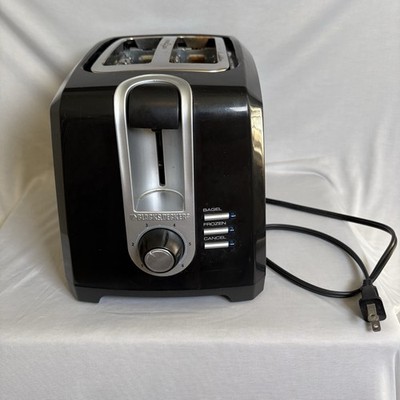 Black & Decker 2 Slice Toaster Extra Wide Slots Black Tested Works T2560B Bagel