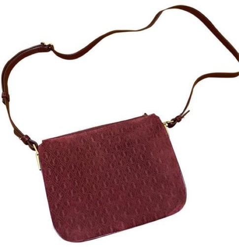 Saint Laurent Paris Red Suede Monogram Crossbody Shoulder Bag From Japan - Picture 2 of 10