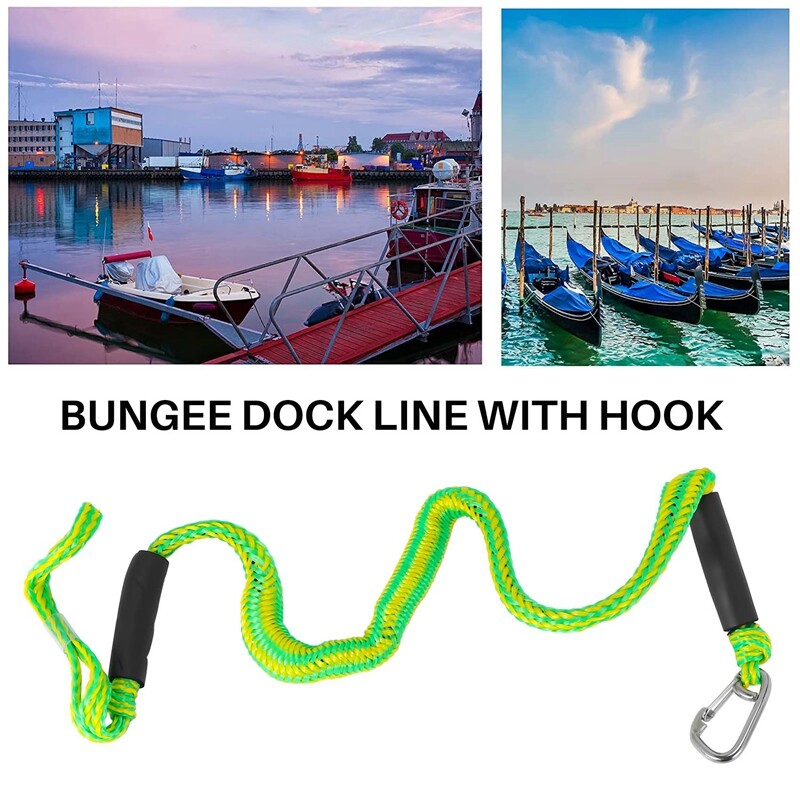 2Pack 4Ft Boat Bungee Dock Line with Hook Mooring Rope Boat Accessories