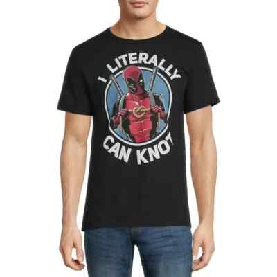 Marvel Deadpool Mens I Literally Can Knot Funny Black Shirt New Medium ...