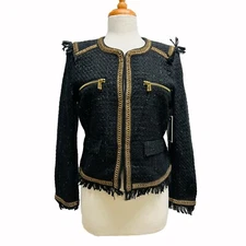 Juicy Couture Black Label Women's Jacket WFWJ57418, Clasp Tweed Speckled Jacket