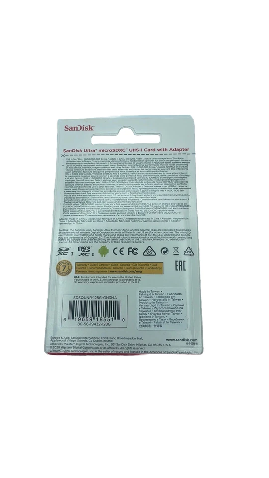 SanDisk Ultra microSDXC UHS-I Card with Adapter 128GB 100MB/sec NWT - Image 2 of 3