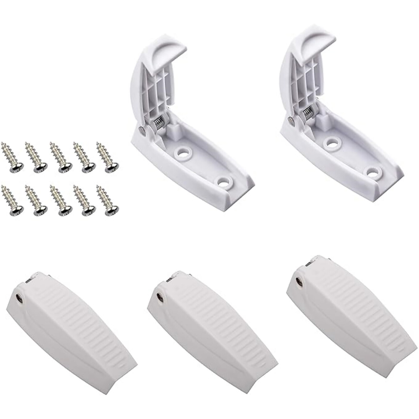 5Pack White Plastic Baggage Door Catch Holder Clip Kits for RV Trailer Motorhome