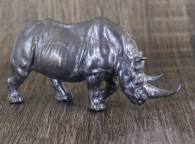Black Brass Rhino Figurine Small Animal Statue Office Home Decoration Toy Gifts