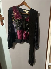 White Stag Women's Black Open Front Long Sleeve Cardigan XL (16-18) W/ Scarf